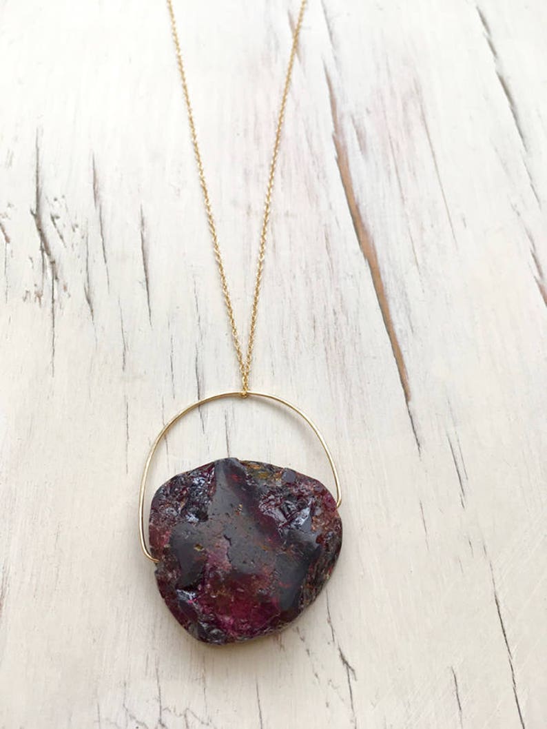 Necklace Raw Pendant Necklace Gemstone Jewelry Etsy