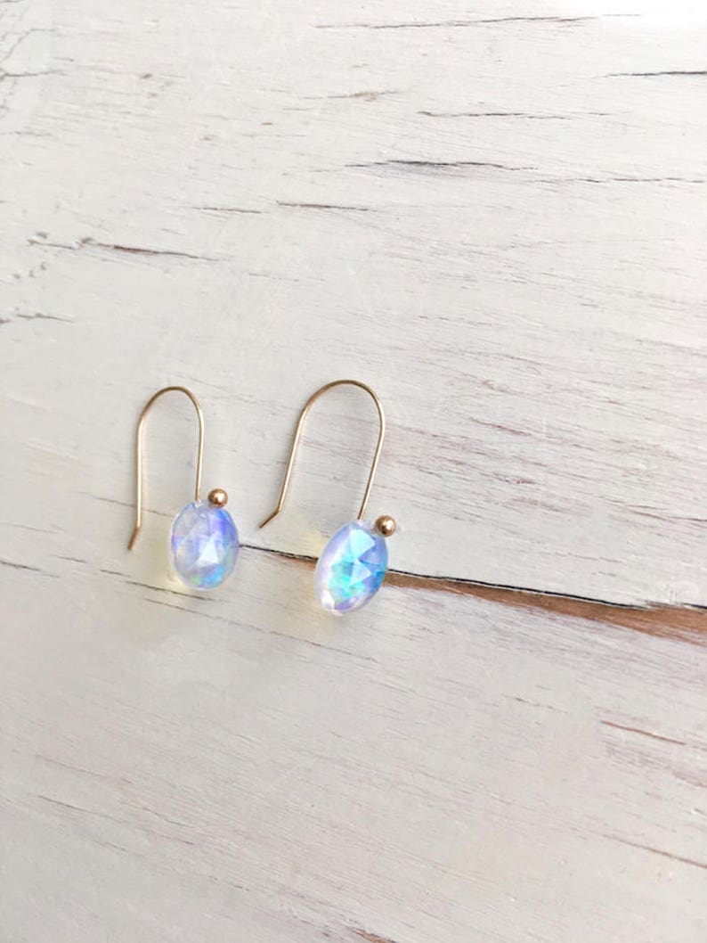 Opal Earrings Welo Opal Rose Cut Earrings Opal Jewelry Genuine Opal October Birthstone image 6