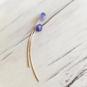 Tanzanite Arc Earrings: 14k Gold Filled Modern Jewelry image 1