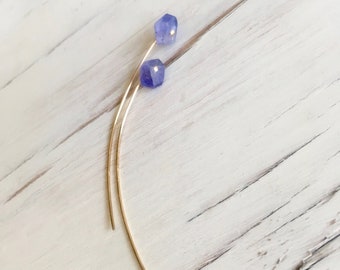 Tanzanite Arc Earrings: 14k Gold Filled Modern Jewelry