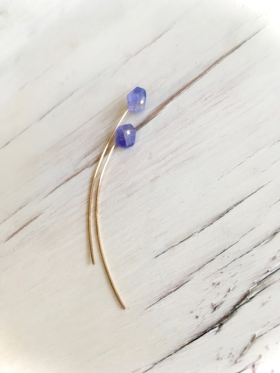 Tanzanite Arc Earrings: 14k Gold Filled Modern Jewelry