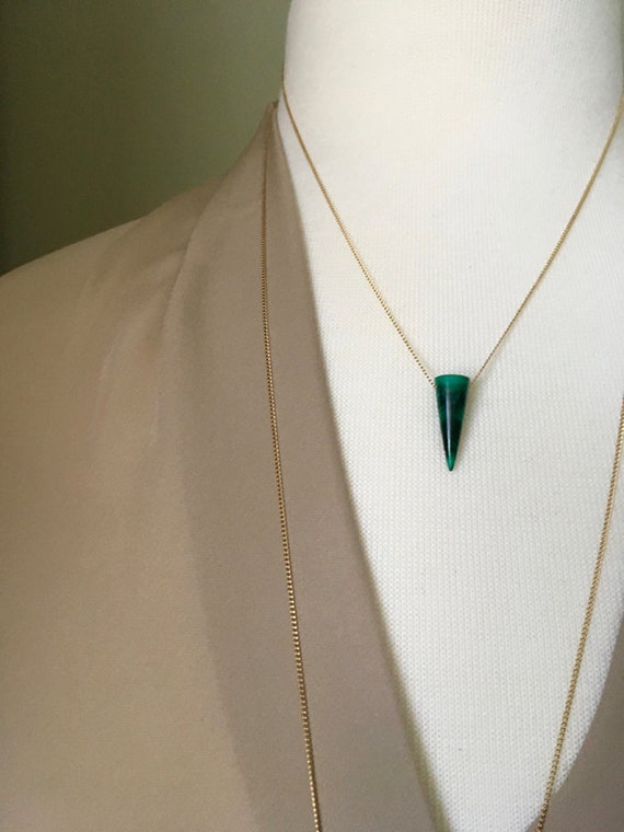 Collier Doré Avec Pendentif Pointe En Malachite - Coco Papaya - Neuf Avec étiquette - EAN 3700978908793