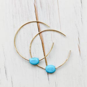 Turquoise Hoops Turquoise Jewelry Turquoise Earrings Gemstone Jewelry