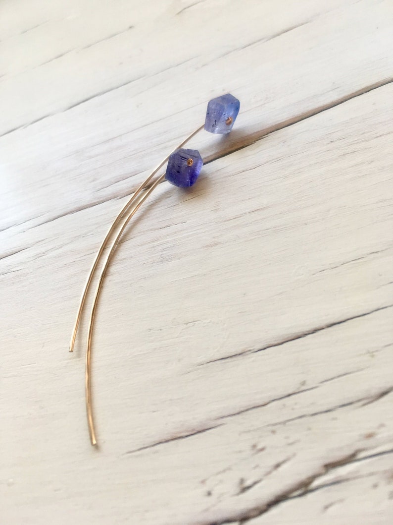 Tanzanite Arc Earrings: 14k Gold Filled Modern Jewelry image 3