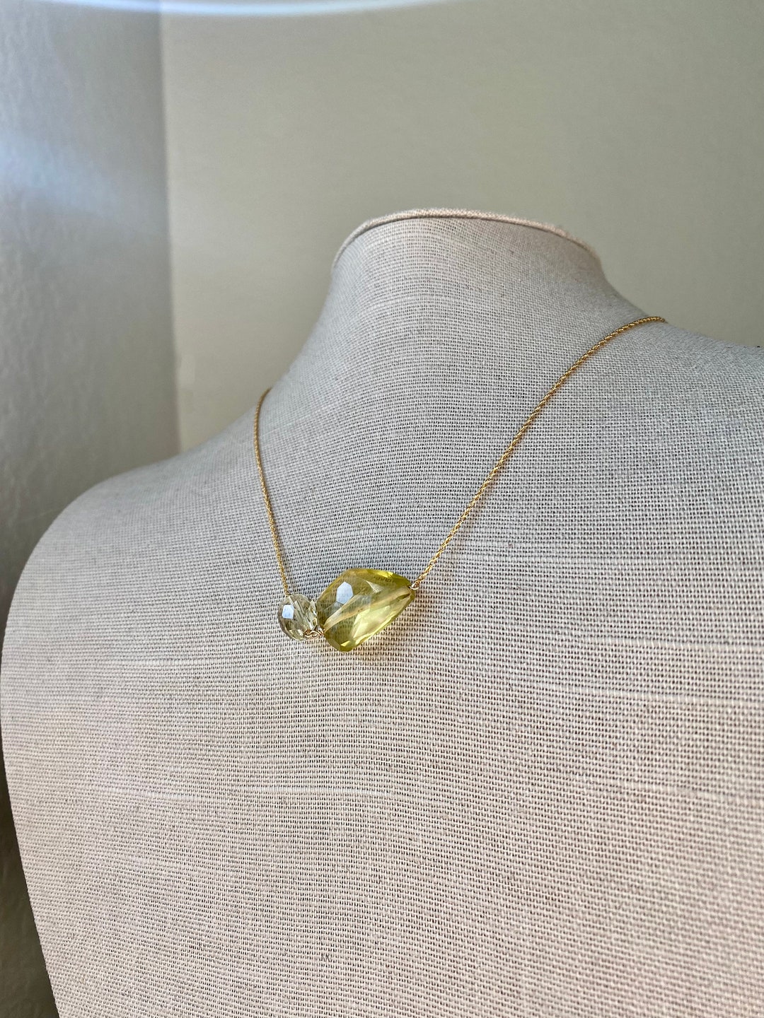 Lemon Quartz Collage Necklace Lemon Quartz Necklace Gemstone Necklace ...