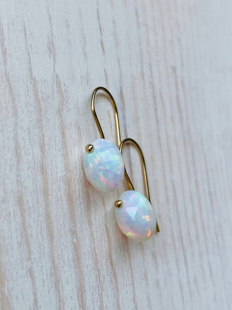 Opal Earrings Welo Opal Rose Cut Earrings Opal Jewelry Genuine Opal October Birthstone image 4
