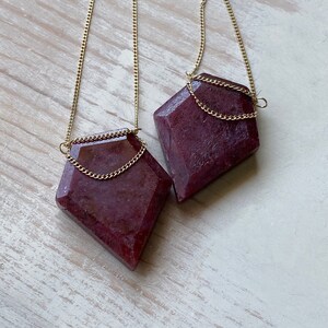 Ruby Draped Necklace: 14k Gold Filled Chain, Raw Gemstone Pendant - Etsy