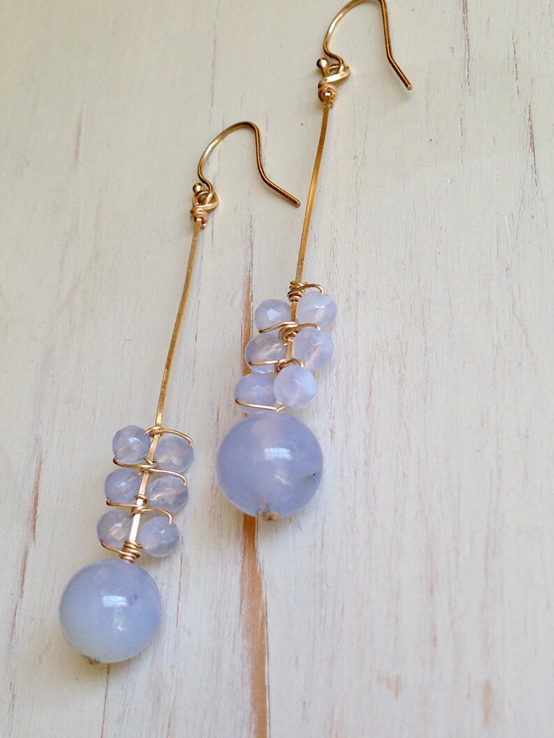 Blue Lace Agate Earrings Blue Lace Agate Jewelry Gemstone - Etsy