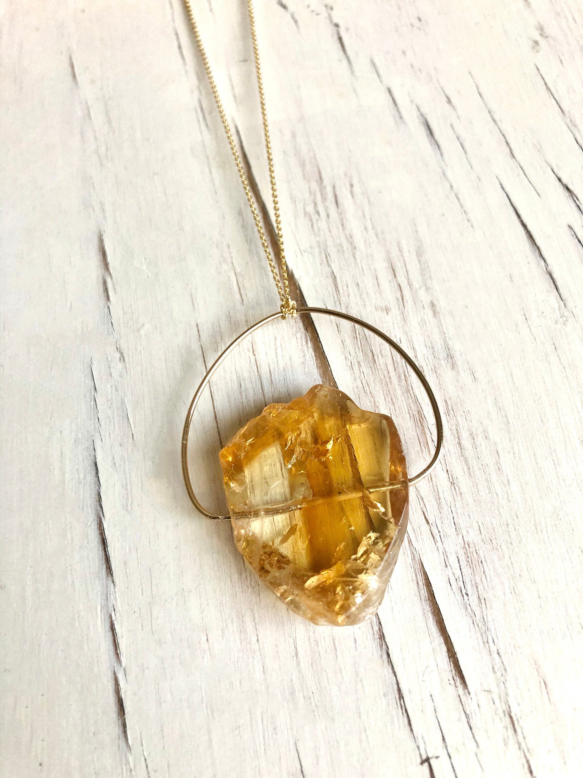 Citrine Necklace Raw Citrine Necklace 