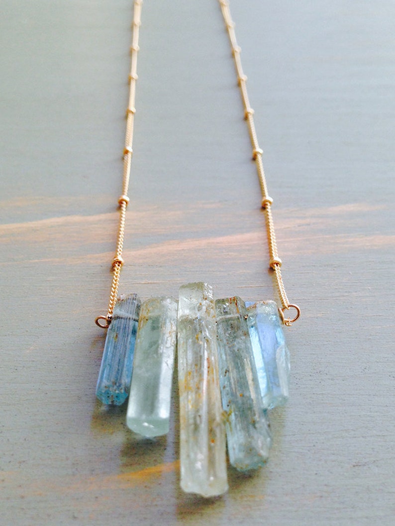 Aquamarine Necklace Aquamarine Pendant Necklace Aquamarine Etsy