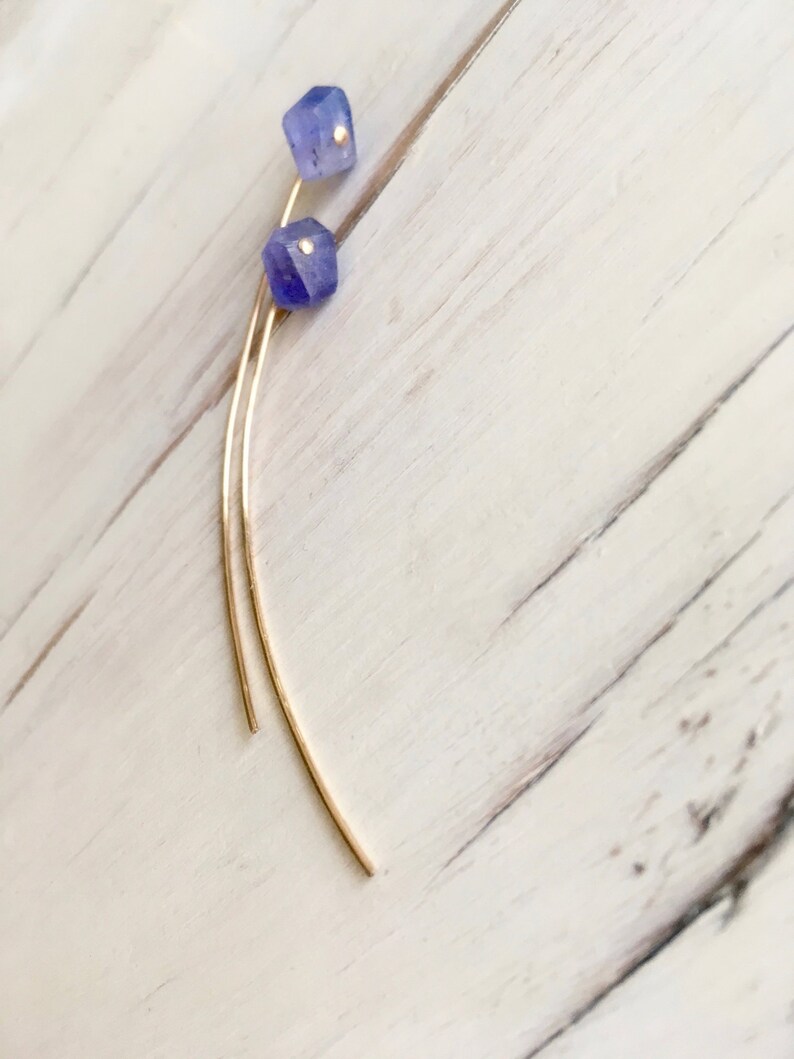 Tanzanite Arc Earrings: 14k Gold Filled Modern Jewelry image 5