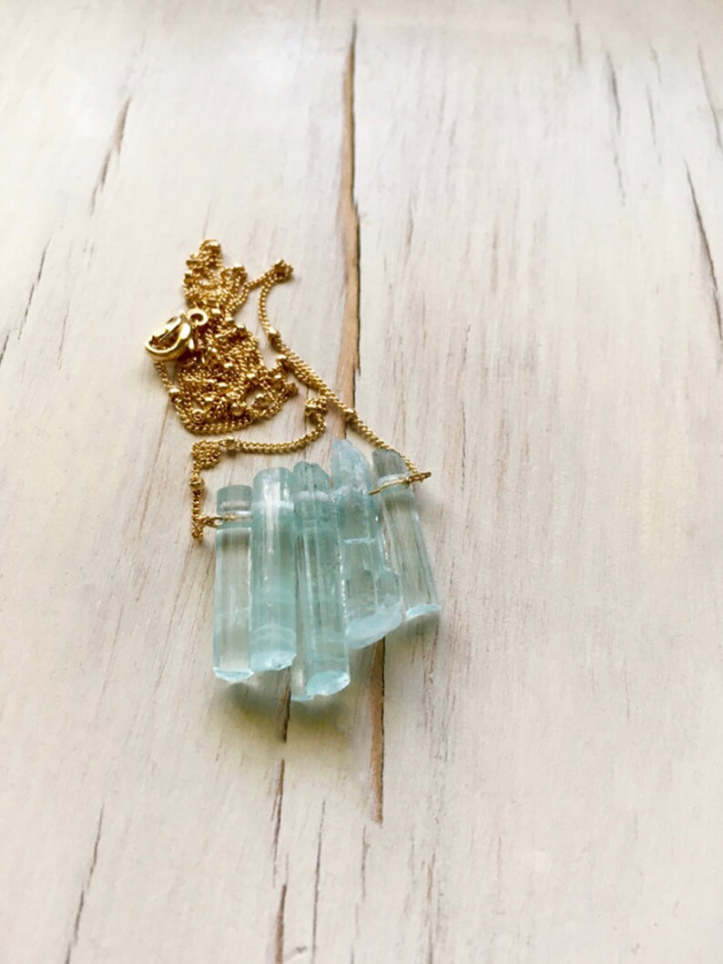 Aquamarine Necklace Aquamarine Pendant Necklace Aquamarine Etsy