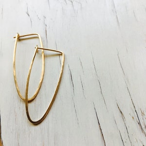 Gold Filled Hammered Oval Hoop Earrings: Sterling Silver Option