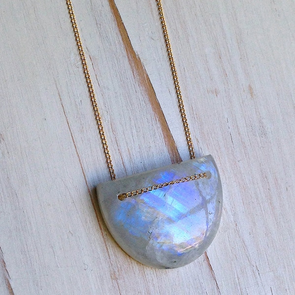 Moonstone Necklace Moonstone Jewelry Gemstone Jewelry Geometric Jewelry