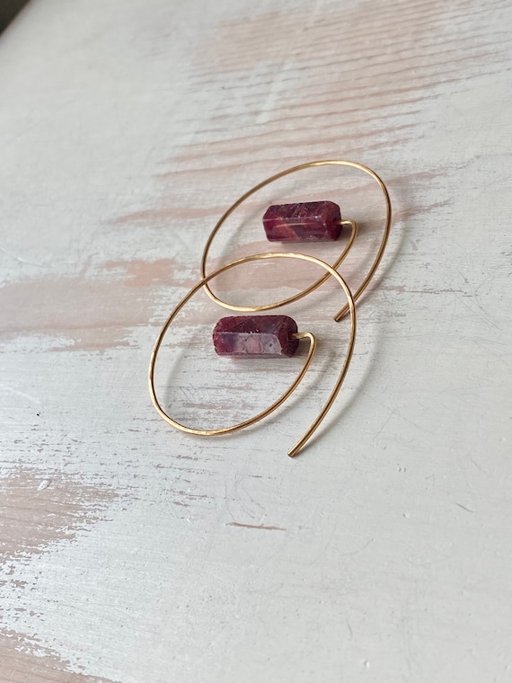 Ruby Wrap Around Hoop Ruby Hoops July Birthstone