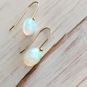 Opal Earrings Welo Opal Rose Cut Earrings Opal Jewelry Genuine Opal October Birthstone image 3