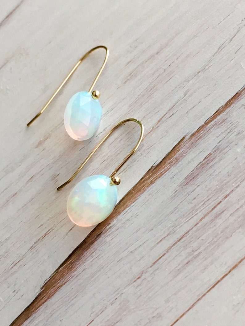 Opal Earrings Welo Opal Rose Cut Earrings Opal Jewelry Genuine Opal October Birthstone image 3