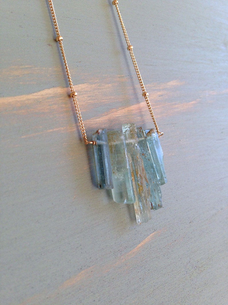 Aquamarine Necklace Aquamarine Pendant Necklace Aquamarine Etsy