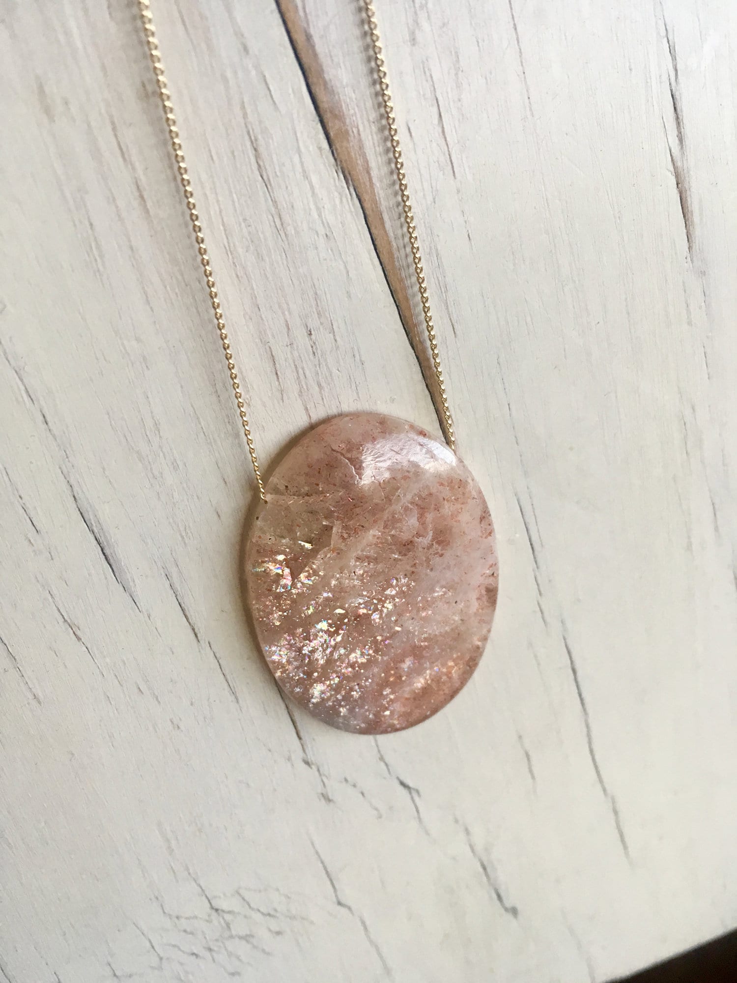 rainbow lattice sunstone necklace
