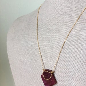Ruby Draped Necklace: 14k Gold Filled Chain, Raw Gemstone Pendant - Etsy