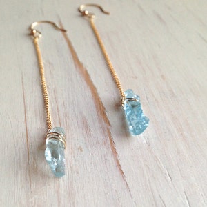 Raw Aquamarine Earrings Raw Aquamarine Jewelry Raw Gemstone Jewelry