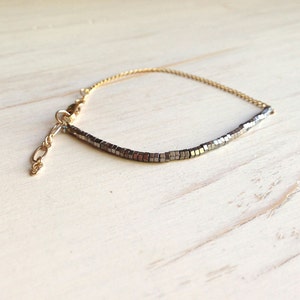 Delicate Darken Silver Hematite Gold Filled Bracelet image 2