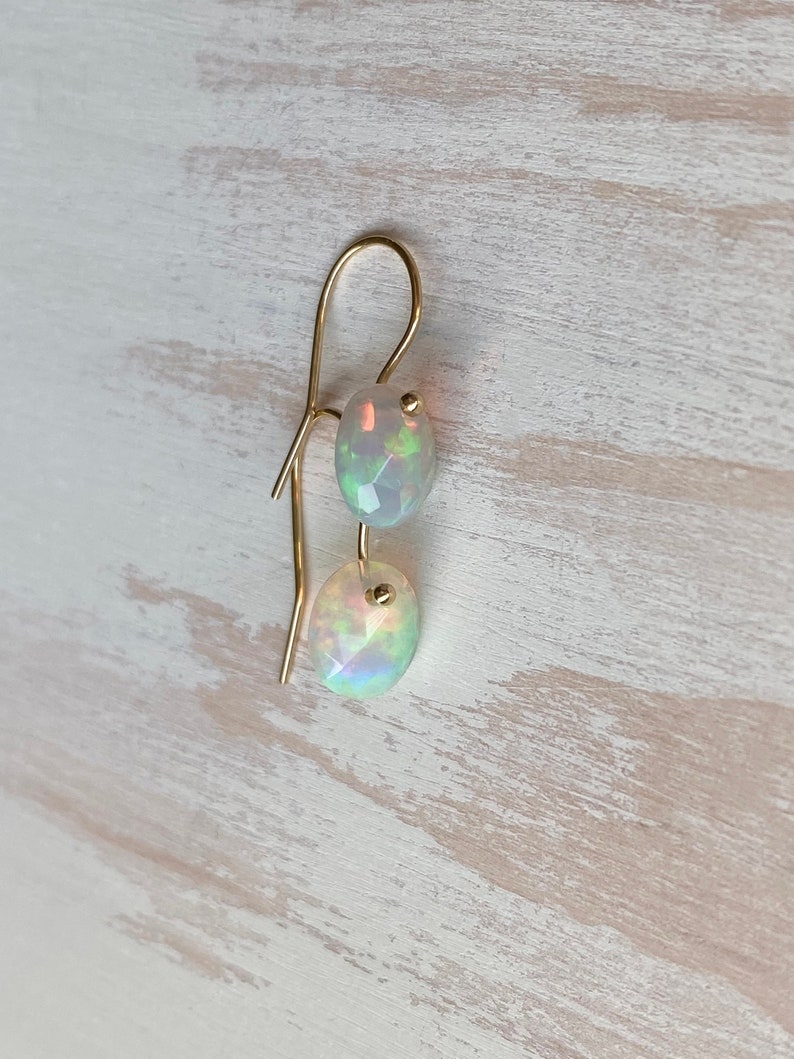 Opal Earrings Welo Opal Rose Cut Earrings Opal Jewelry Genuine Opal October Birthstone image 10