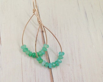 Chrysoprase Earrings Chrysoprase Jewelry Chrysoprase Hoop Earring Gemstone Jewelry Modern Earring