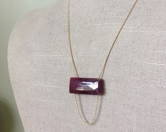 Ruby Necklace Genuine Ruby Bar Necklace Gemstone Jewelry Ruby Pendant Necklace July Birthstone