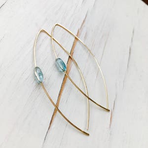 Aquamarine Earrings Aquamarine Hoops Aquamarine Jewelry Gemstone jewelry image 6