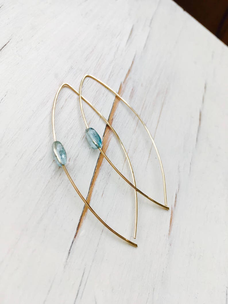 Aquamarine Earrings Aquamarine Hoops Aquamarine Jewelry Gemstone jewelry image 6