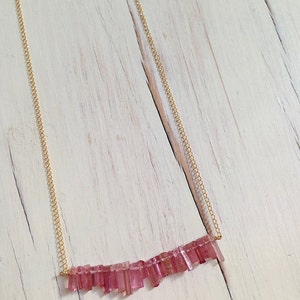 Tourmaline Necklace Pink Tourmaline Necklace Tourmaline Raw Shards Necklace gemstone Jewelry image 3