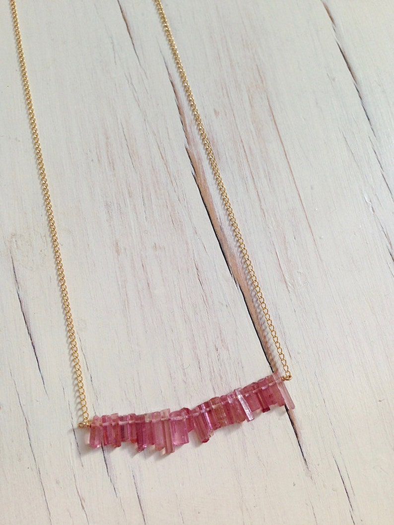 Tourmaline Necklace Pink Tourmaline Necklace Tourmaline Raw Shards Necklace gemstone Jewelry image 3