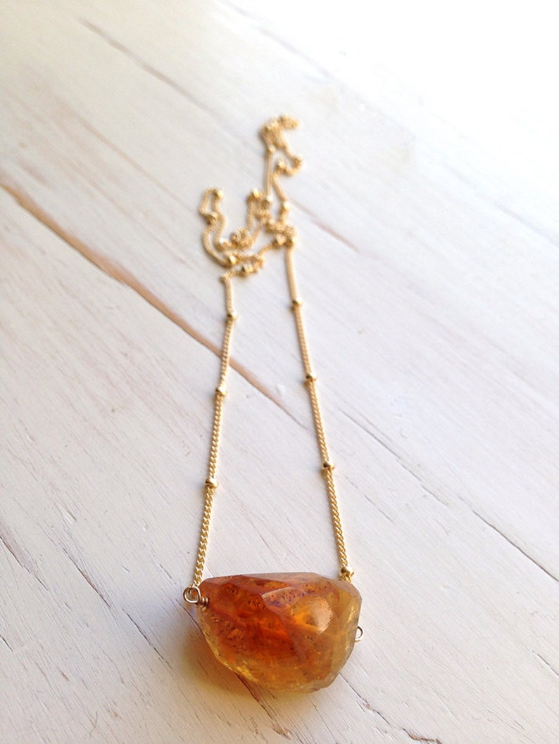 Citrine Necklace Raw Citrine Necklace Citrine Jewelry November Etsy