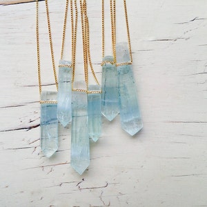 Aquamarin Anhänger: 14k Gold Filled Kette, Edelsteinschmuck