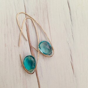 Pendientes de fluorita, aros oblongos de fluorita, joyas de fluorita, joyas de piedras preciosas