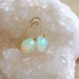 Opal Earrings Welo Opal Rose Cut Earrings Opal Jewelry Genuine Opal October Birthstone image 1