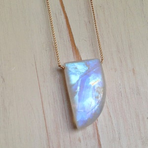 Rainbow Moonstone Necklace: Gold Filled Chain Gemstone Pendant