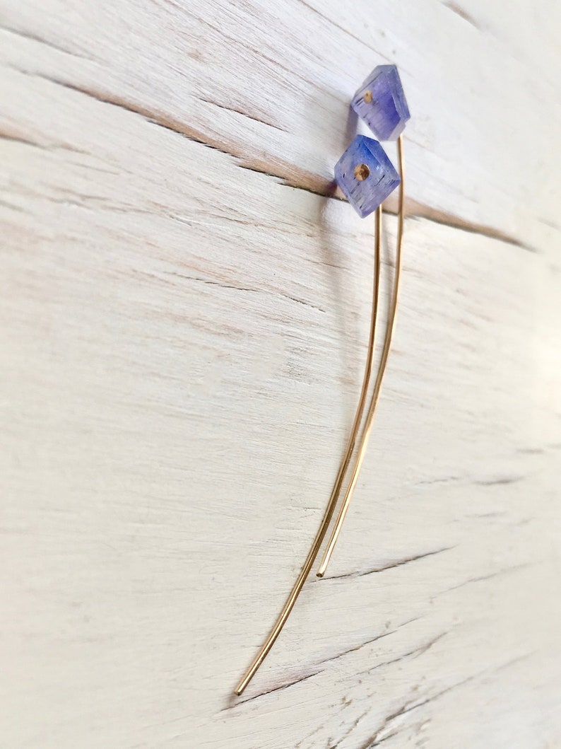Tanzanite Arc Earrings: 14k Gold Filled Modern Jewelry image 2