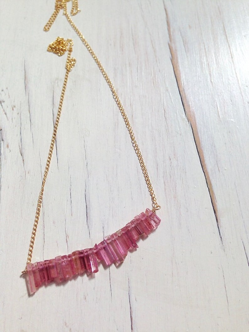 Tourmaline Necklace Pink Tourmaline Necklace Tourmaline Raw Shards Necklace gemstone Jewelry image 1