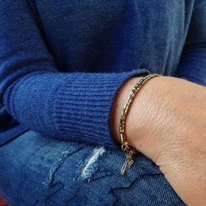 Delicate Darken Silver Hematite Gold Filled Bracelet image 3