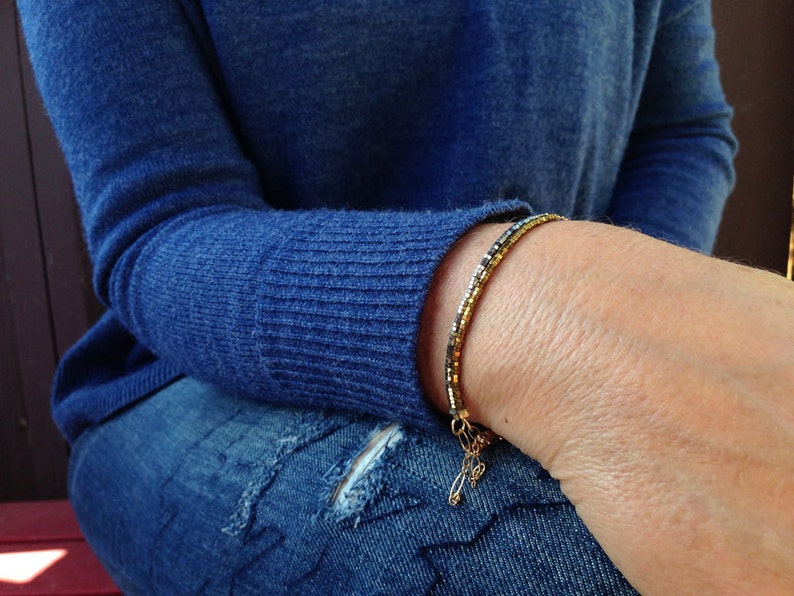 Delicate Darken Silver Hematite Gold Filled Bracelet image 3