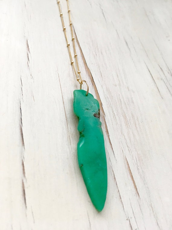 Chrysoprase Necklace Chrysoprase Raw Shard Necklace | Etsy