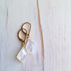 Faceted Moonstone Earrings: 14k Gold Filled Leverback Drops