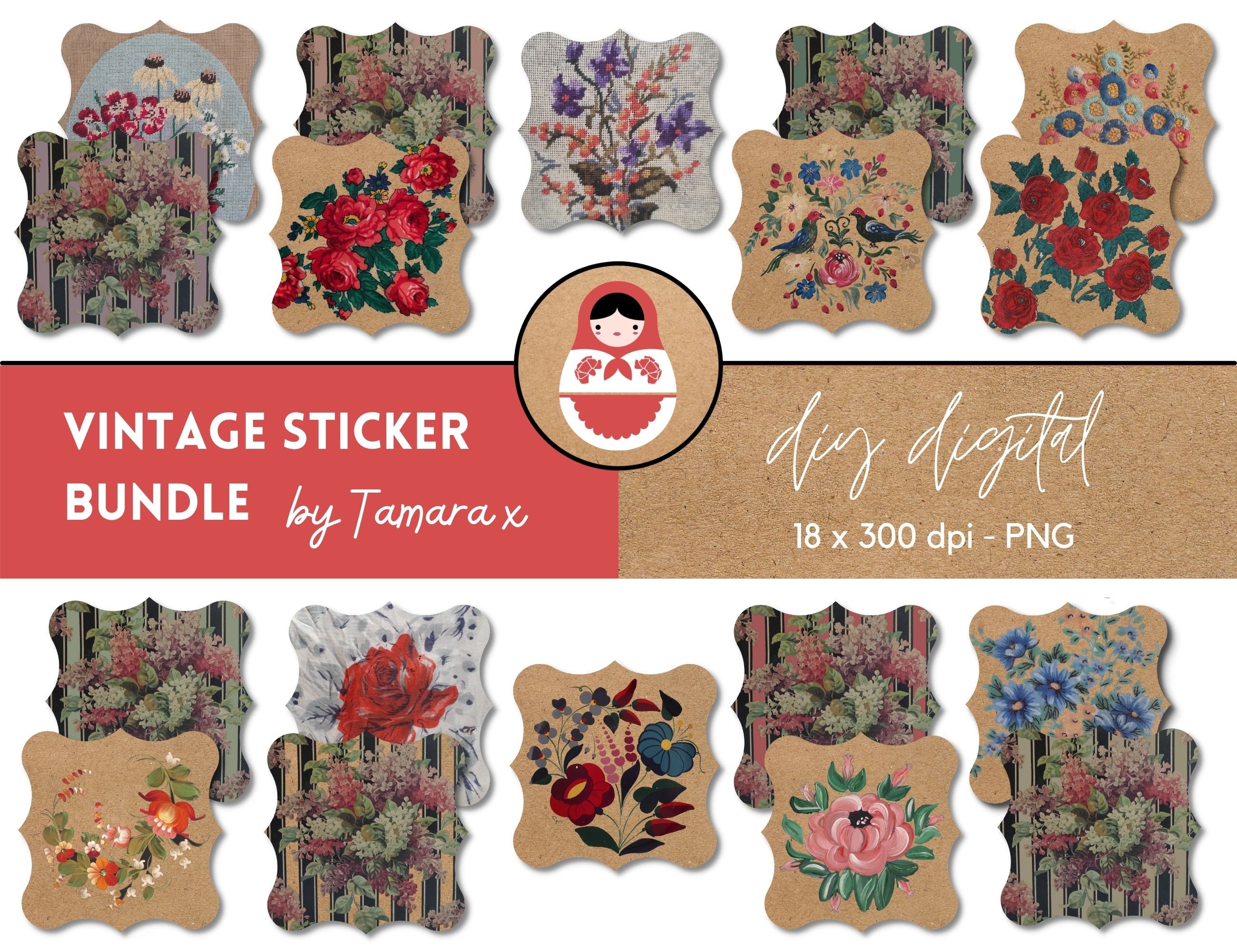 Vintage Planner Sticker Bundle Digital Stickers Kraft Etsy