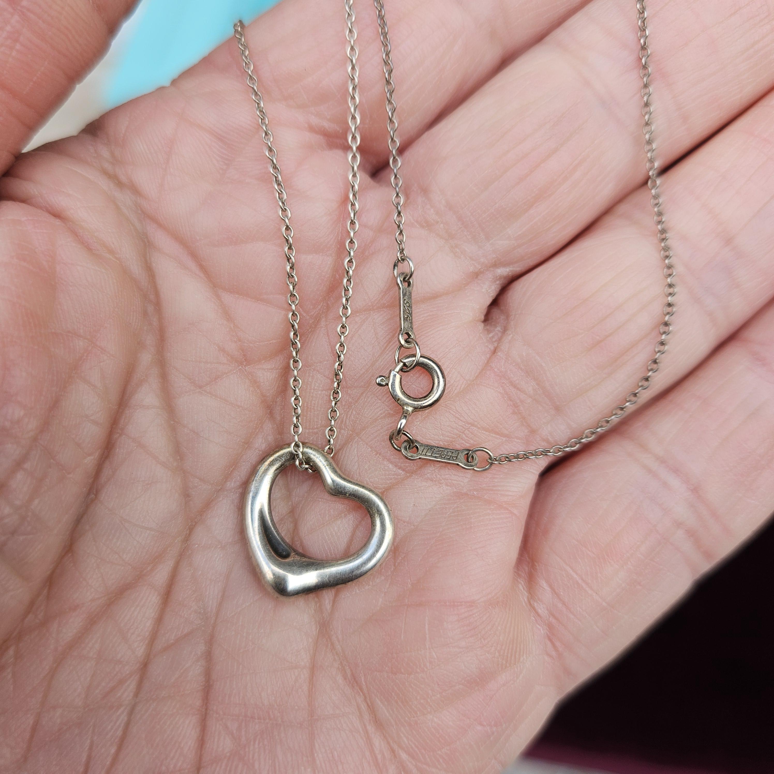 Vintage Elsa Peretti Open Heart 16 Mm Necklace | Tiffany & Co 925