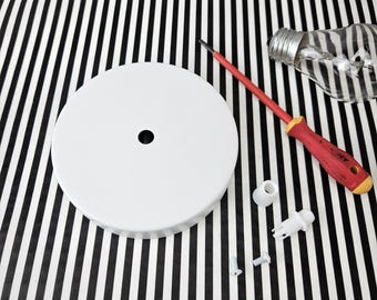 Ceiling Rose White Metal Canopy 12cm | Pendant Light Ceiling Plate | Wall Light Mount | DIY Lamp Parts