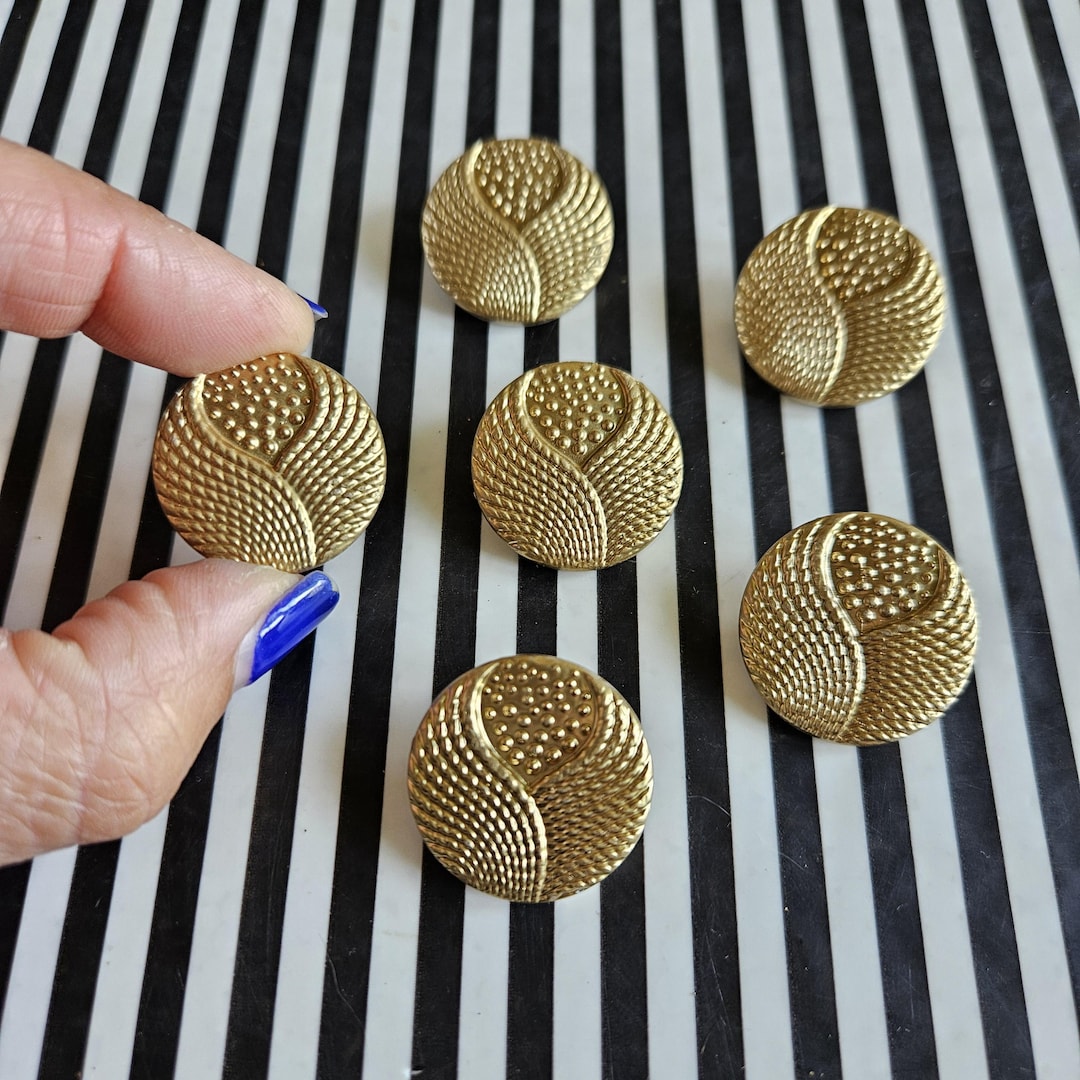 Deco Button Art Deco 50s Buttons | Set of 6 X Hand-pressed Czech Glass Vintage ...