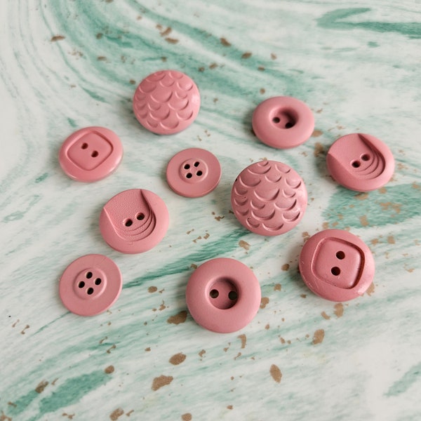 Up Cycled Vintage Button Mixed Pack | Blush Rose Pink Rockabilly Buttons | Set of 10 Craft Sewing Buttons to Up Cycle Your Clothes