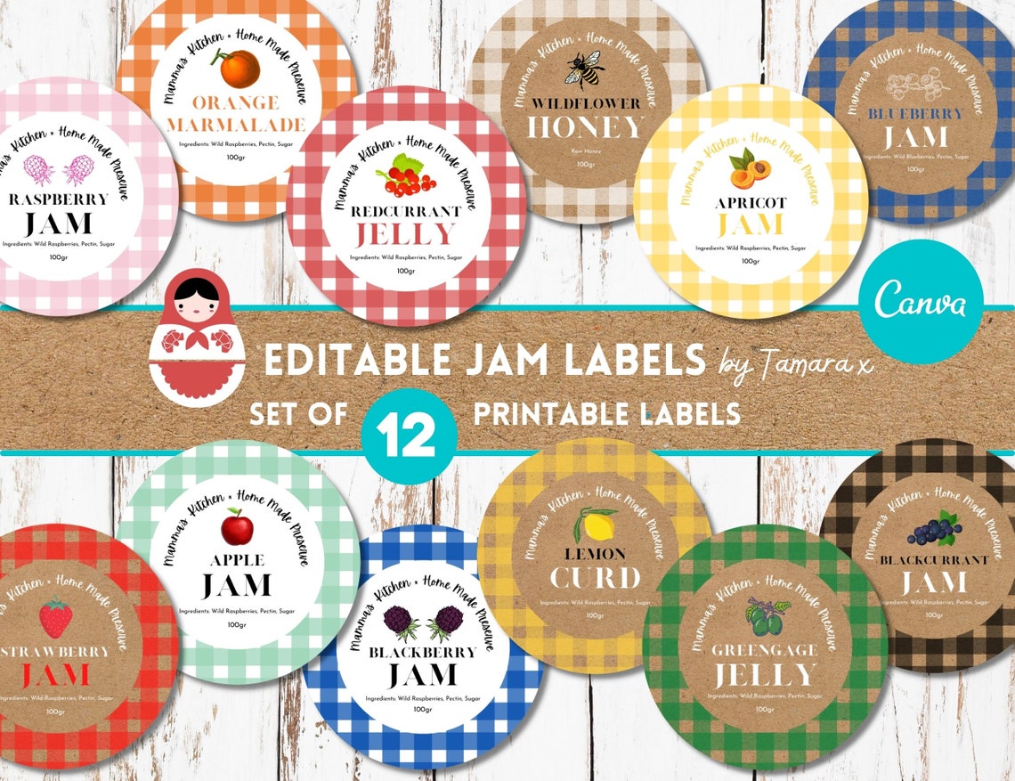 Jam Labels Bundle Jam Label Set Editable Labels Pack Etsy